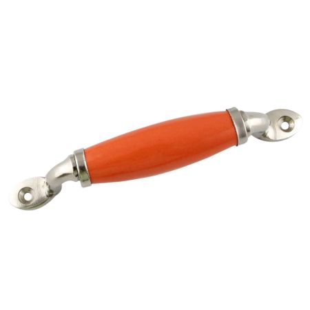 Orange Small Ceramic Silver Door Handles